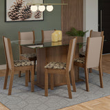 Juego de Comedor Mesa Tapa de Vidrio 6 Sillas Marrón/Crema/Beige Marrón Yolanda Madesa