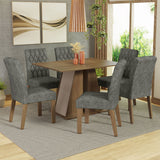 Juego de Comedor Mesa Tapa de Madera 6 Sillas Marrón/Crema/Silver Fabiana Madesa