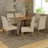 Juego de Comedor Mesa Tapa de Madera 6 Sillas Marrón/Crema/Imperial Cheryl Madesa