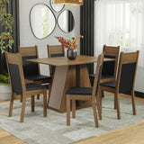 Juego de Comedor con Tapa de Madera 6 Sillas Marrón/Crema/Negro Beverly
