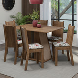 Juego de Comedor Mesa Tapa de Madera 6 Sillas Marrón/Crema/Hibiscos Sharon Madesa