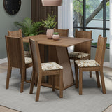 Juego de Comedor Mesa Tapa de Madera 6 Sillas Marrón/Crema/Lírio Beige Sharon Madesa