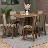 Juego de Comedor Mesa Tapa de Madera 6 Sillas Marrón/Crema/Beige Marrón Wendy Madesa