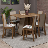 Juego de Comedor Mesa Tapa de Madera 6 Sillas Marrón/Crema/Hibiscos Wendy Madesa