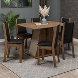 Juego de Comedor Mesa Tapa de Madera 6 Sillas Marrón/Crema/Negro Wendy Madesa