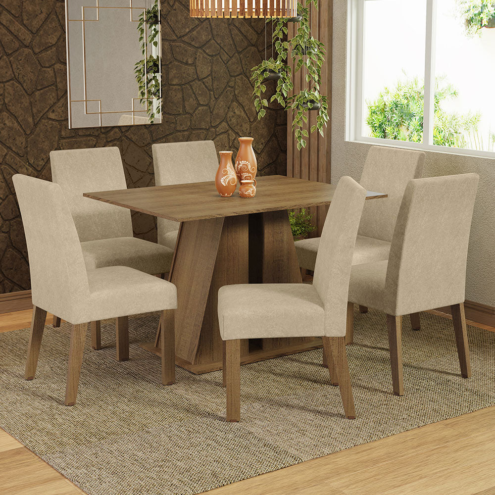 Juego de Comedor Mesa Tapa de Madera 6 Sillas Marrón/Imperial Cheryl Madesa