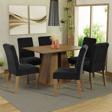 Juego de Comedor 6 Sillas Marrón/Oxford Fabiana Madesa