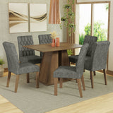 Juego de Comedor Mesa Tapa de Madera 6 Sillas Marrón/Silver Fabiana Madesa