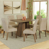 Juego de Comedor Mesa Tapa de Madera 6 Sillas Marrón/Imperial Fabiana Madesa