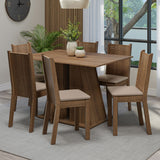 Juego de Comedor Mesa Tapa de Madera 6 Sillas Marrón/Beige Sharon Madesa