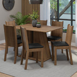 Conjunto Comedor Mesa Mesada de Madeira 6 Sillas Marrón/Negro Sharon Madesa