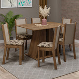 Juego de Comedor Mesa Tapa de Madera 6 Sillas Marrón/Beige Marrón Wendy Madesa
