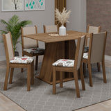 Juego de Comedor Mesa Tapa de Madera 6 Sillas Marrón/Hibiscos Wendy Madesa