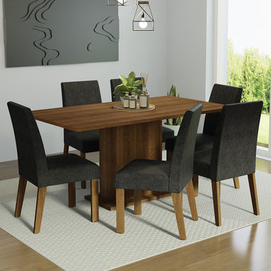 Juego de Comedor 6 Sillas Marrón/Oxford Renata Madesa