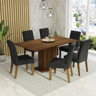 Juego de Comedor 6 Sillas Marrón/Oxford Hanna Madesa