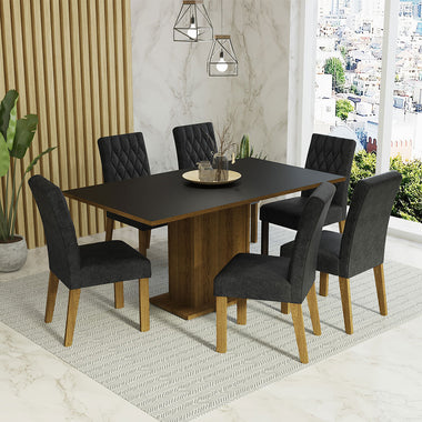 Juego de Comedor 6 Sillas Marrón/Negro/Oxford Hanna Madesa