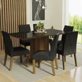 Juego de Comedor Alexis Mesa Rectangular Tapa de Vidrio con 6 Sillas Oxford 07 Marrón/Negro Madesa