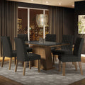 Juego de Comedor con Vidrio Sobrepuesto 6 Sillas Marrón/Negro/Oxford Stéfani Madesa