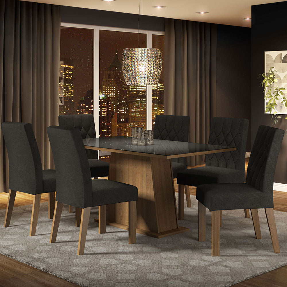 Juego de Comedor Mesa de Vidrio 6 Sillas Madesa Oxford MN 01