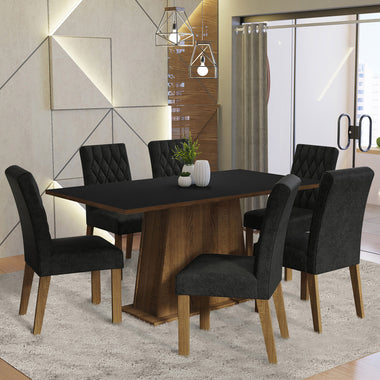 Juego de Comedor 6 Sillas Marrón/Negro/Oxford Britney Madesa