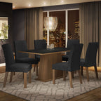 Juego de Comedor 6 Sillas Marrón/Negro/Oxford Luciana Madesa