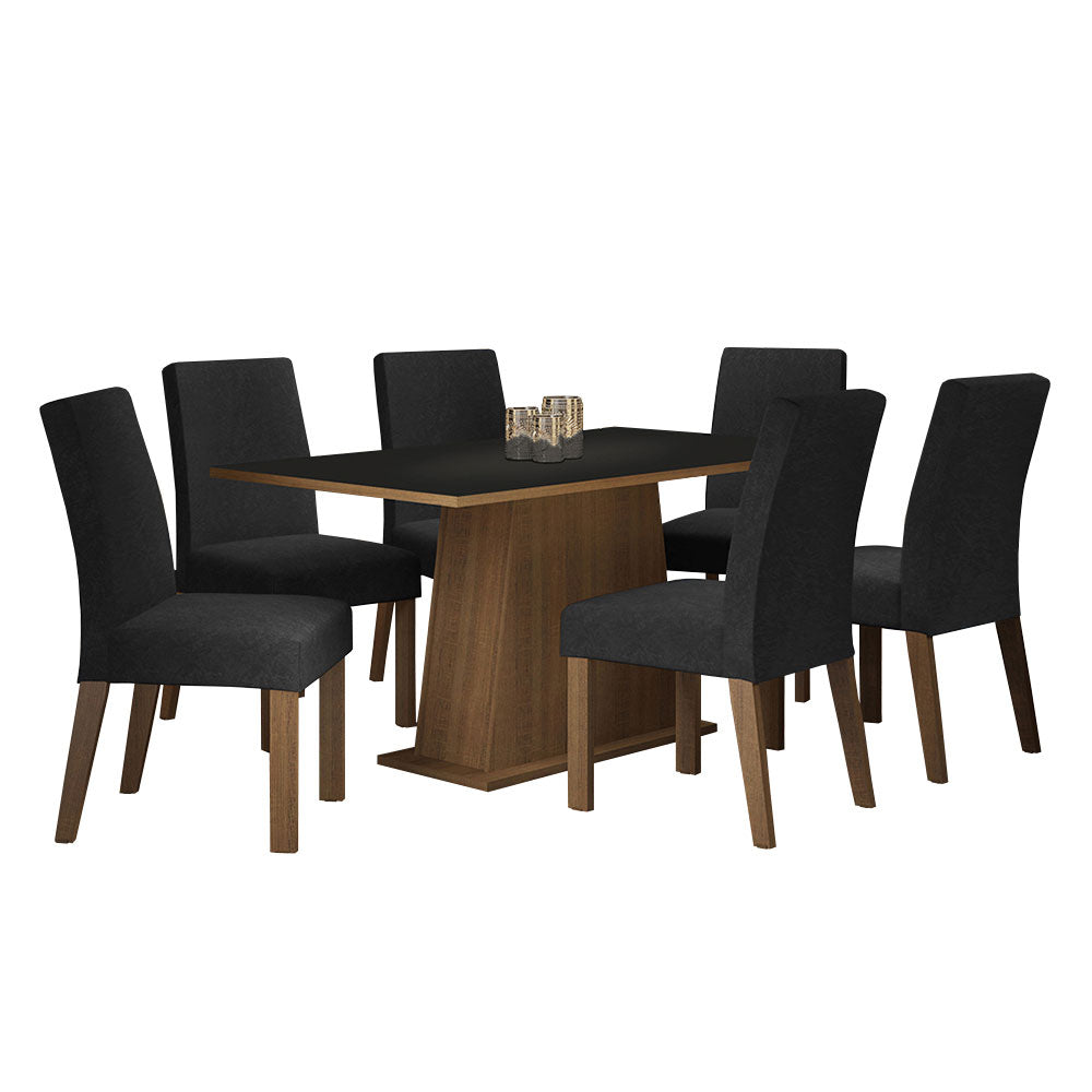 Juego de Comedor 6 Sillas Marrón/Negro/Oxford Luciana Madesa