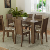 Juego de Comedor Mesa Tapa de Vidrio 6 Sillas Marrón/Lirio Beige Isla Madesa
