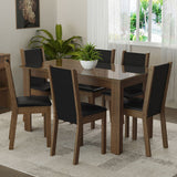 Juego de Comedor Mesa Tapa de Vidrio 6 Sillas Marrón/Negro Heloísa Madesa