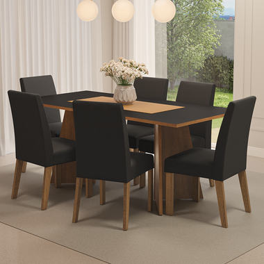 Juego de Comedor 6 Sillas Marrón/Negro Simone Madesa