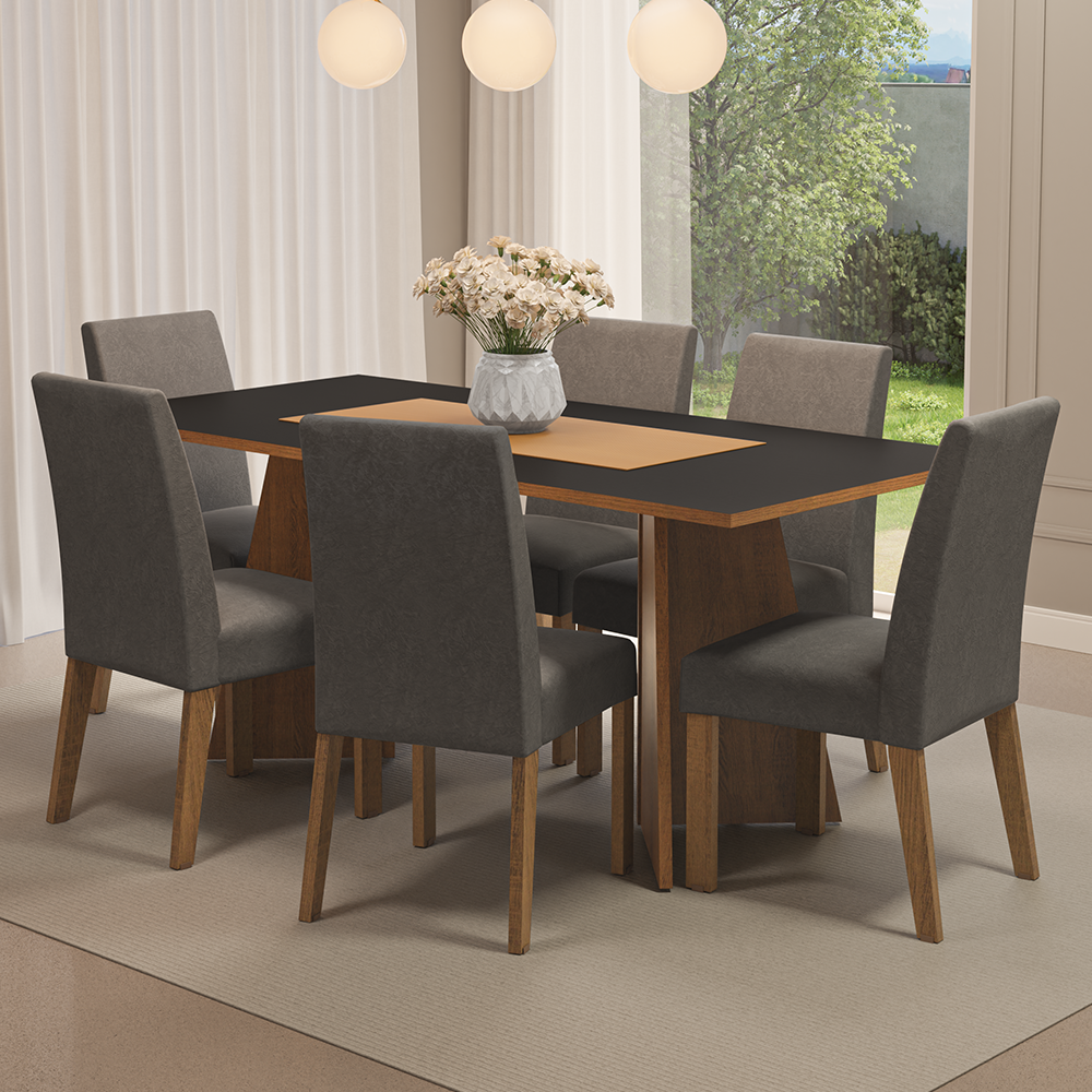 Mesa de Comedor con Mesa y 6 Sillas Simone Madesa MN