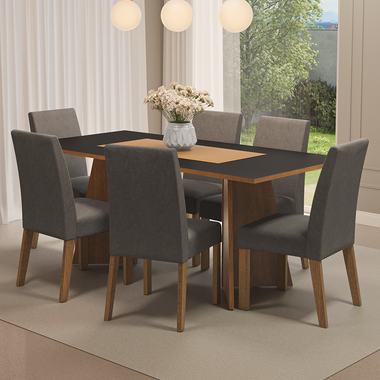 Juego de Comedor 6 Sillas Marrón/Negro Simone Madesa