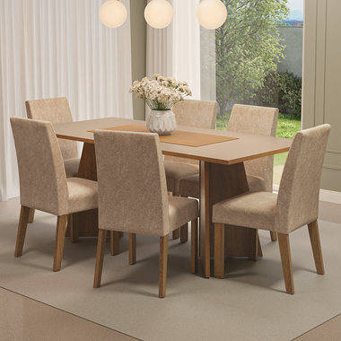 Juego de Comedor 6 Sillas Marrón/Crema Simone Madesa