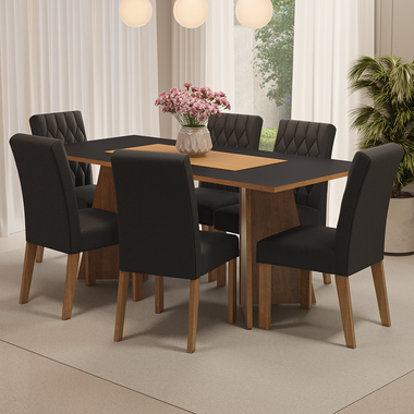 Juego de Comedor 6 Sillas Marrón/Negro Madison Madesa