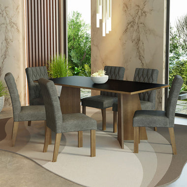 Juego de Comedor 6 Sillas Marrón/Gris Madison Madesa