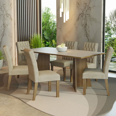 Juego de Comedor 6 Sillas Marrón/Crema Madison Madesa