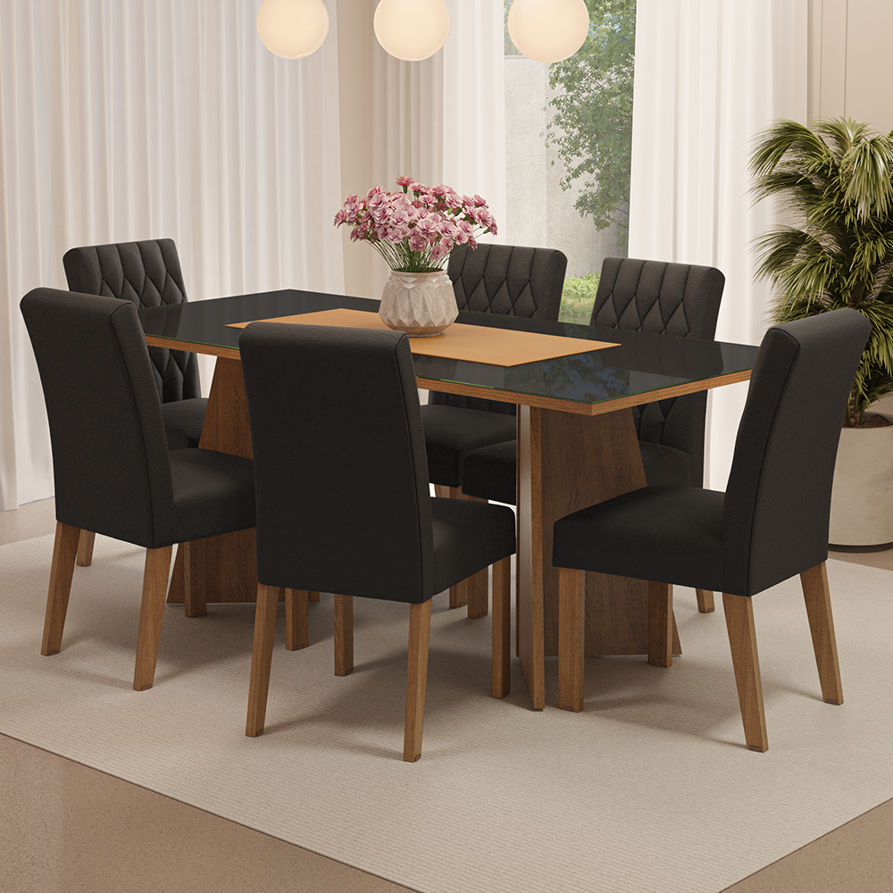 Juego de Comedor con Mesa y 6 Sillas Madesa Oxford MN 10