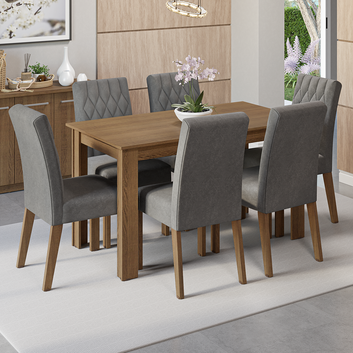 Juego de Comedor 6 Sillas Marrón/Silver Allegro Madesa