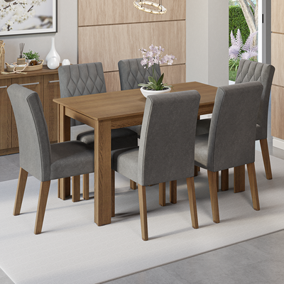 Juego de Comedor 6 Sillas Marrón/Silver Allegro Madesa