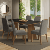 Juego de Comedor Mesada de Madera 6 Sillas Minsk Marrón/Negro/Silver