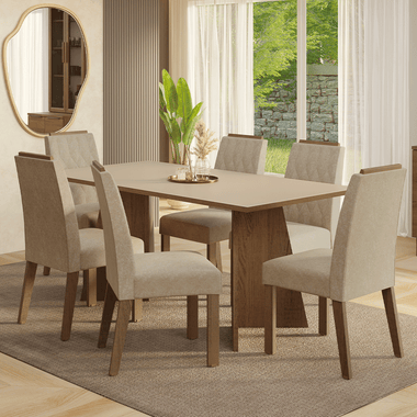 Juego de Comedor 6 Sillas Marrón/Crema/Imperial York Madesa