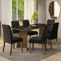 Juego de Comedor con Vidrio Sobrepuesto 6 Sillas Marrón/Negro/Oxford Siena Madesa