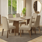 Juego de Comedor con Vidrio Sobrepuesto 6 Sillas Marrón/Crema/Imperial Siena Madesa