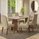 Juego de Comedor Mesada de Vidrio 6 Sillas Siena Marrón/Crema/Imperial