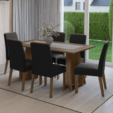Juego de Comedor Mesada de Madera 6 Sillas Soho Marrón/Oxford