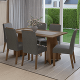 Juego de Comedor Mesada de Madera 6 Sillas Soho Marrón/Silver