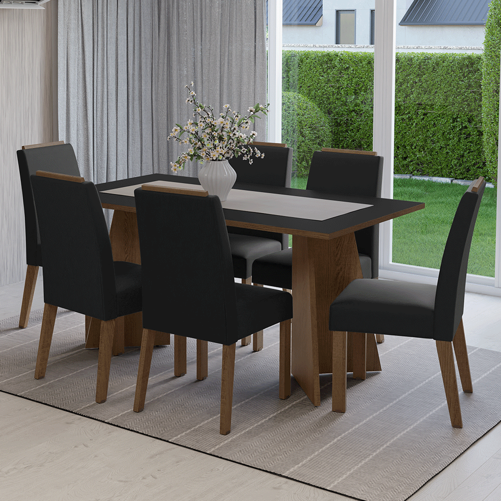 Juego de Comedor 6 Sillas Marrón/Negro/Oxford Soho Madesa