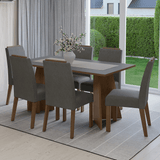 Juego de Comedor Mesada de Madera 6 Sillas Soho Marrón/Gris/Silver