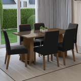 Juego de Comedor Mesada de Vidrio 6 Sillas Madrid Marrón/Oxford