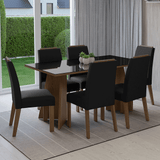 Juego de Comedor Mesada de Vidrio 6 Sillas Madrid Marrón/Negro/Oxford