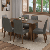 Juego de Comedor Mesada de Madera 6 Sillas Leon Marrón/Silver